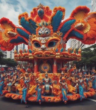 A group of people are standing and walking inside an immersive art installation with flowing digital streams and vibrant floral projections on the walls and floor. The environment appears interactive, with the participants seemingly engaged with the digital elements around them.
