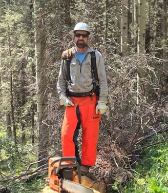 Scott working on removing a dangerous tree