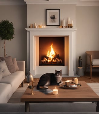 A neatly arranged collection of scented candles in glass jars, each featuring distinct labels with intricate lettering. The candles are placed on a metal rack, with varied wax colors ranging from white to light yellow and pale orange. The setting is indoors, with a blurred background providing a warm ambiance.