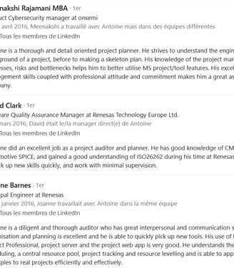 Feedback from my Line Manager, the PMO Expert and the AUTOSAR Verification Team Manager
