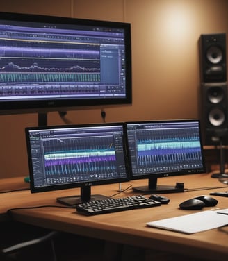 A computer MOnitor displays Avid Protools software.