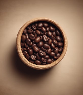 Three brown paper bags of specialty coffee are arranged on a tiled surface. Each bag features a label with a circular design, including the text 'Specialty Coffee' and '100% Pure Arabica'. There is detailed artwork involving a landscape and some text in both English and possibly another language. In the background, a water dispenser is visible.