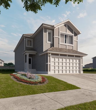 Exterior render of a single family house.