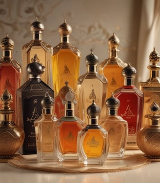 A hand with manicured nails holds a glass bottle of Coco Mademoiselle Chanel perfume. The bottle has a transparent cap and a golden neck. The liquid inside appears amber or rosy in color.