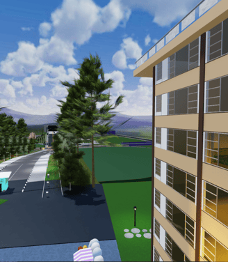 The Jenny G hotel building overlooking Grossinger's Resort hill, in TheG3DResort on Roblox