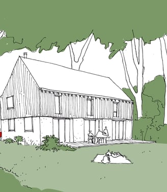 Perspective à la main maison bois Baden
