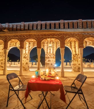 A table with candles.