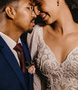 a western black couple on their wedding day