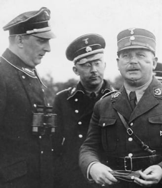 "Hitler with Sturmabteilung (SA) Brownshirts during Nazi Germany’s rise to power"