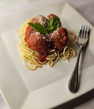 Gourmet Pasta and meatballs, Handmade pasta. Best meatballs you'll have