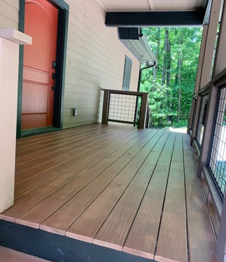 Snapshot of a newly boards for a renovated porch on a double wide mobile home in Marion, NC