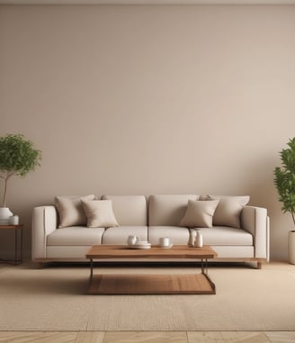 a living room with a couch and a coffee table