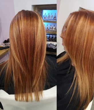 before and after red hair style