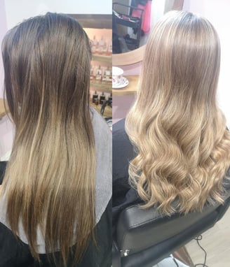 before and after brunette with tints
