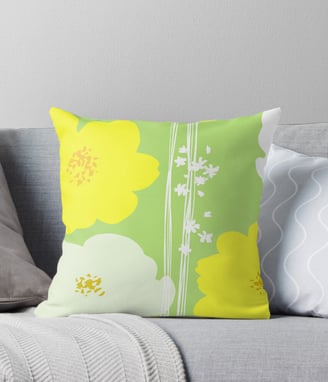 Peony flowers: Yellow White Throw Pillow