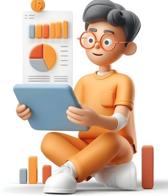 Clauviar: a man sitting on a stool with a tablet