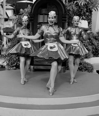 50's showgirls singing and dancing