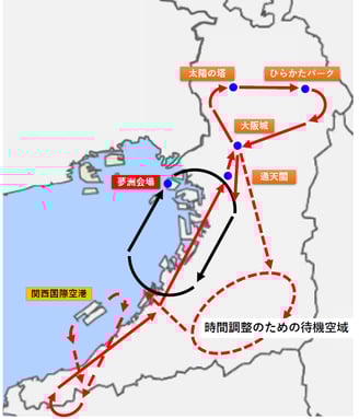 7月12日(土)と13日(日)に予定されてるブルーインパルスの展示飛行の公式飛行ルートの地図画像