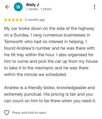 best towing service in Tamworth. car broke down. mechanic. friendly. knowledgeable. help. urgent.