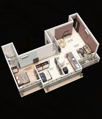 2 BHK flat floor plan at Shree Aangan Panvel near Hiranandani Fortune City