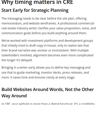 Creative Real estate copy sample