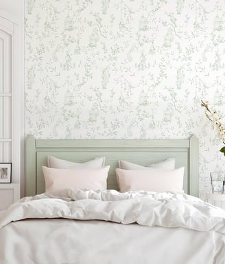 green and white floral wallpaper