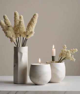 A collection of decorative candles is arranged on a woven mat. The candles are shaped like macarons, bubbles, and a cake topped with fruit. They come in soft pastel colors including pink, blue, and cream. The setting gives a cozy and artisanal feel, with a focus on aesthetically pleasing design.