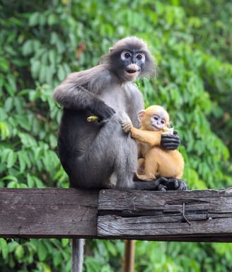 Les Langurs, singes à lunettes, Chumphon