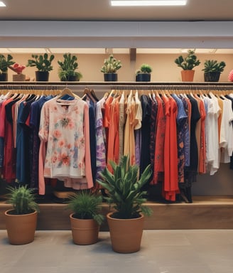 A collection of stylish accessories including a large handbag with a branded pattern, a pair of high-heeled shoes in a dark brown color, a floral scarf with vibrant colors, and a matching light pink clutch wallet. The background features a gradient of warm tones creating a fashionable and elegant display.