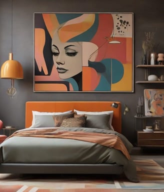 mbiente residencial com quadros Pop-Art