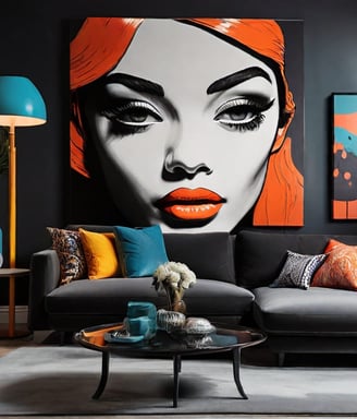 Detalhe sofisticado: quadro pop-art transforma o quarto em um ambiente único.