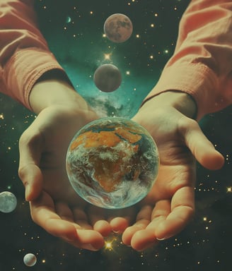 a person holding a globe in their hands