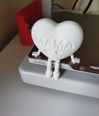a 3D printed heart with articulated feet