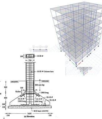A drawing showing structure analysis and RCC drawing