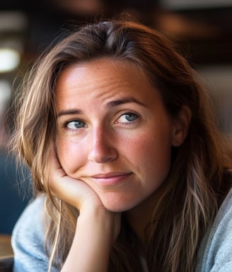 een vrouw die piekert en veel na denkt