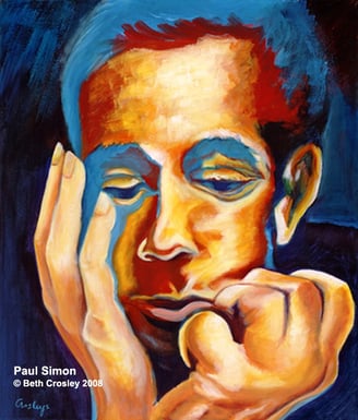 Paul Simon © Beth Crosley 2008, acrylic on canvas, 16” x 20”