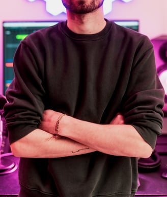 Roger Magrià, Soundtrack Composer for Films and Games, working in his studio on a cinematic score