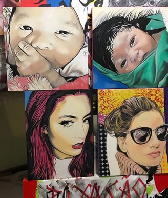 Rosto de amor em pop-art, transmitindo emoções intensas através de formas e cores