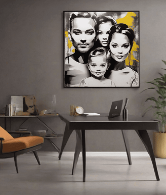 quadro na parede da sala com uma pintura expressiva e envolvente, transformando o ambiente.