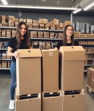 2 butiful girls with big ass pakeging item for custemer 