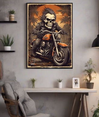 Crie uma parede de aventura com este quadro de Motociclista Harley-Davidson.