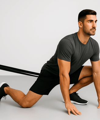 a man in a black shirt and black shorts