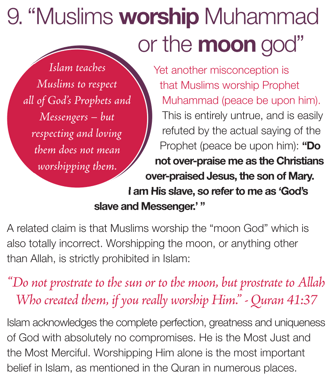 Muslims worship Muhummad or the mood god