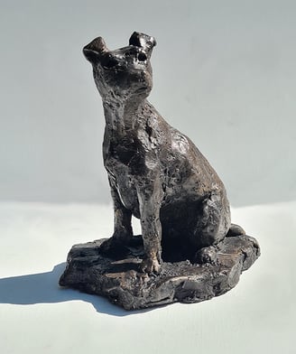 Oeuvre d'artiste- sculpture-Jack russel  en bronze- art animalier