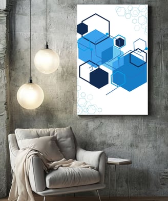 Blue geometric wall canvas printable file