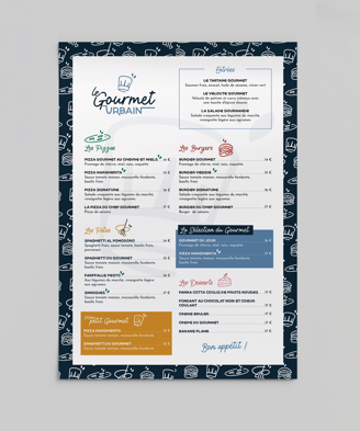 Menu - restaurant - Le Gourmet Urbain - Amy atelier graphique