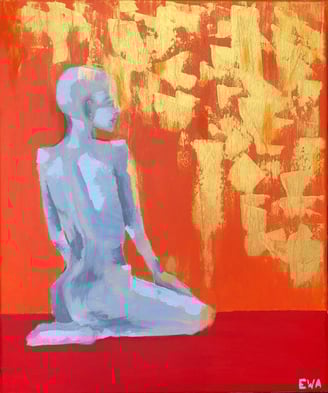 a painting of a very thin woman