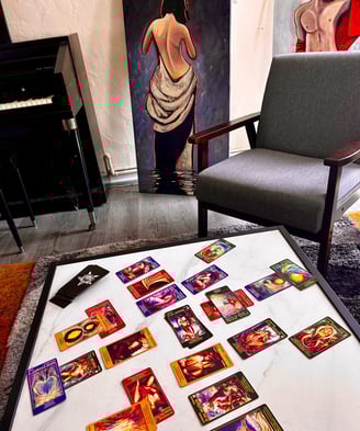 Divination Tool Psychic tarot card readings room tarot card reading table I Am One tarot studio