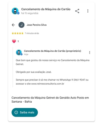Cancelamento da Maquina Getnet do Geraldo Auto Posto em Santana Bahia