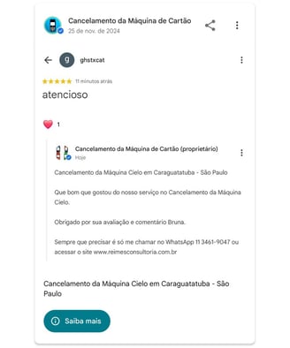 Cancelamento da Maquina Cielo em Caraguatatuba Sao Paulo